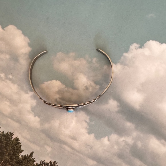 Vintage Bell Trading Post Nickel Silver Turquoise Thunderbird Bracelet Cuff - Picture 3 of 6